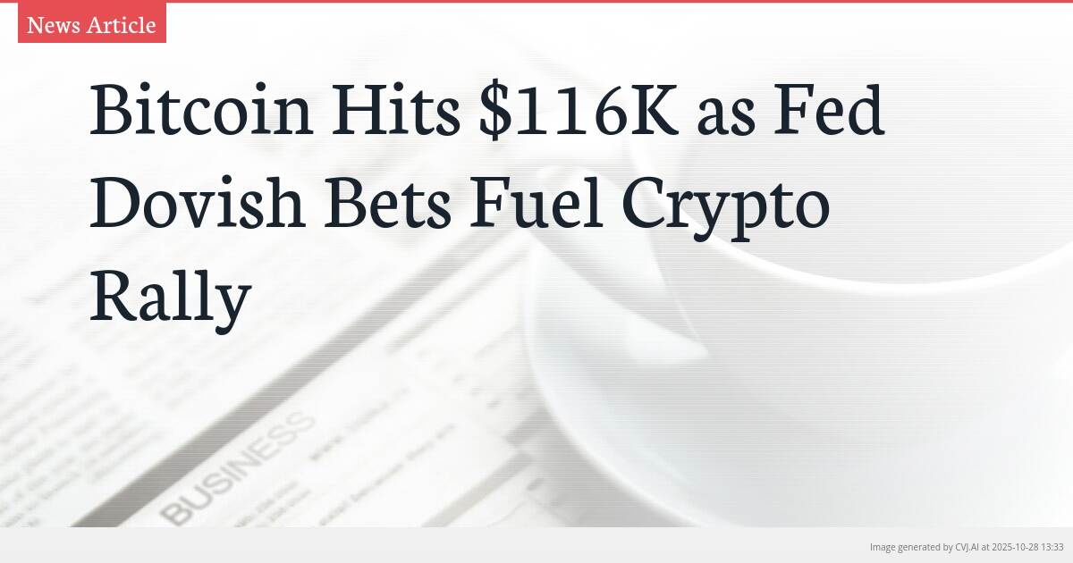 Bitcoin Hits $116K as Fed Dovish Bets Fuel Crypto Rally Bitcoin Hits $116K as Fed Dovish Bets Fuel Crypto Rally