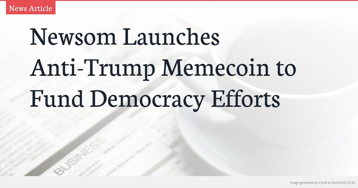 Newsom Launches Anti-Trump Memecoin to Fund Democracy Efforts
