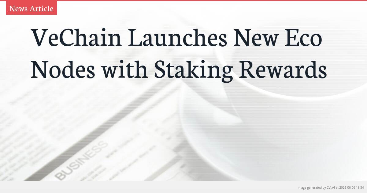 VeChain Launches New Eco Nodes with Staking Rewards