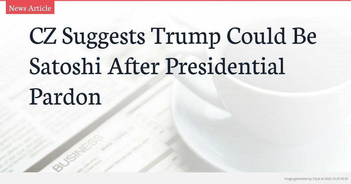 CZ Suggests Trump Could Be Satoshi After Presidential Pardon