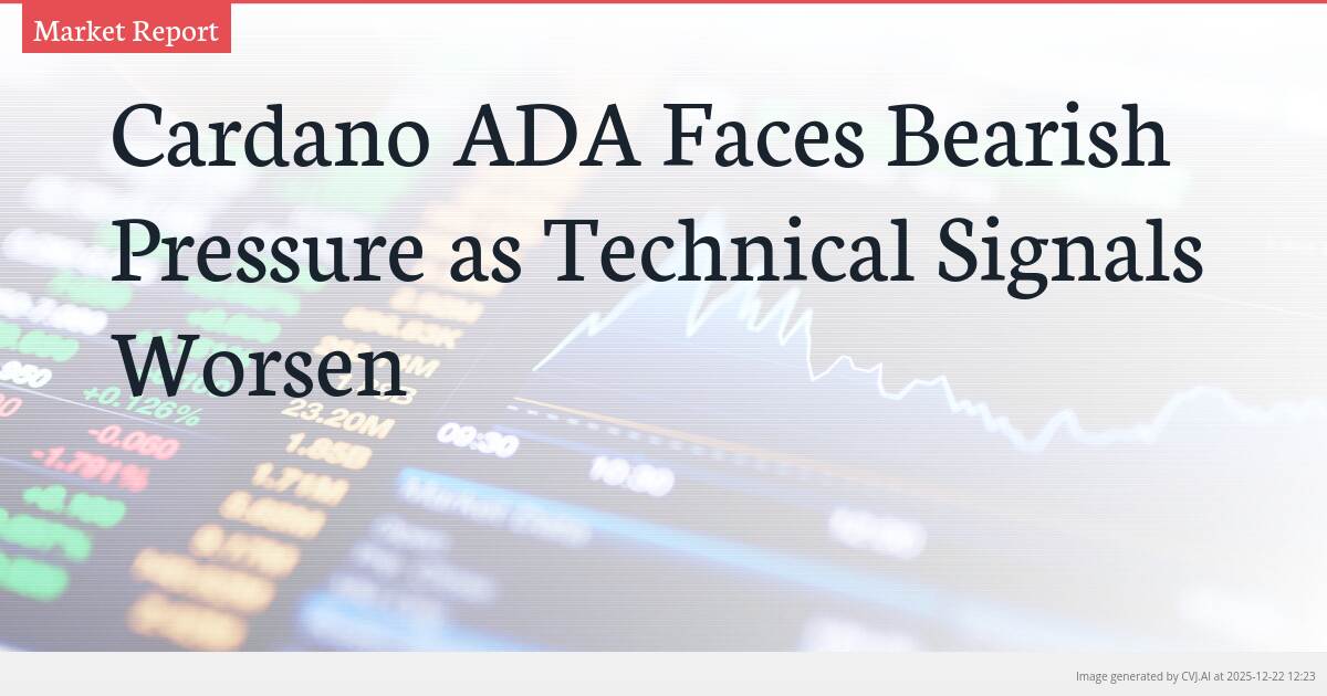 Cardano ADA Faces Bearish Pressure as Technical Signals Worsen
