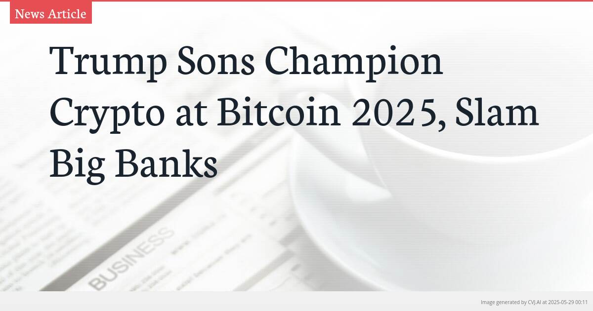 Trump Sons Champion Crypto at Bitcoin 2025, Slam Big Banks