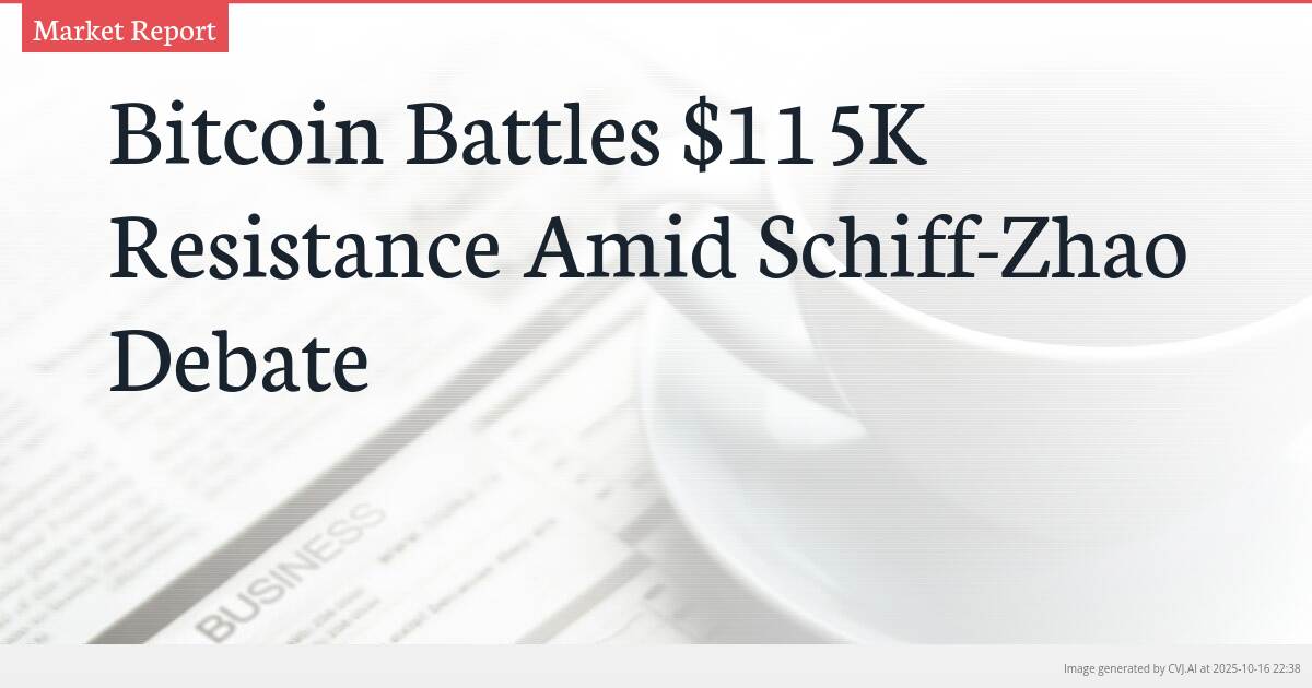 Bitcoin Battles $115K Resistance Amid Schiff-Zhao Debate