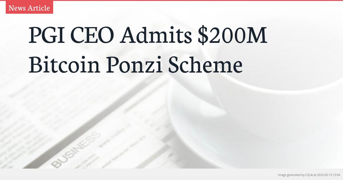 PGI CEO Admits $200M Bitcoin Ponzi Scheme