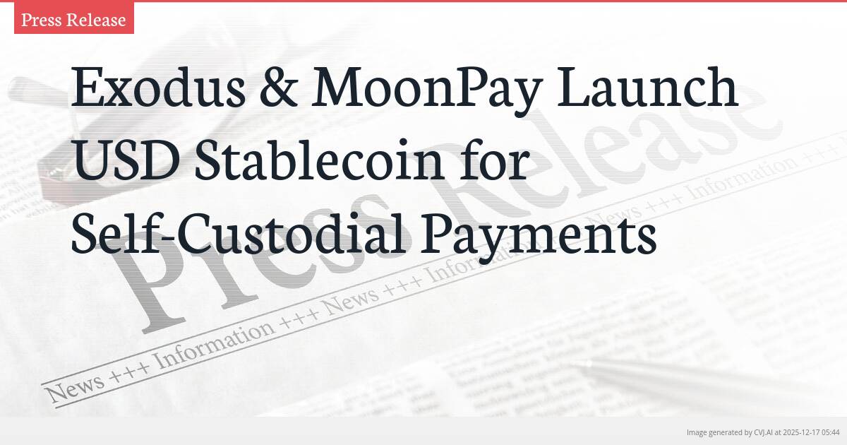 Exodus & MoonPay Launch USD Stablecoin for Self-Custodial Payments