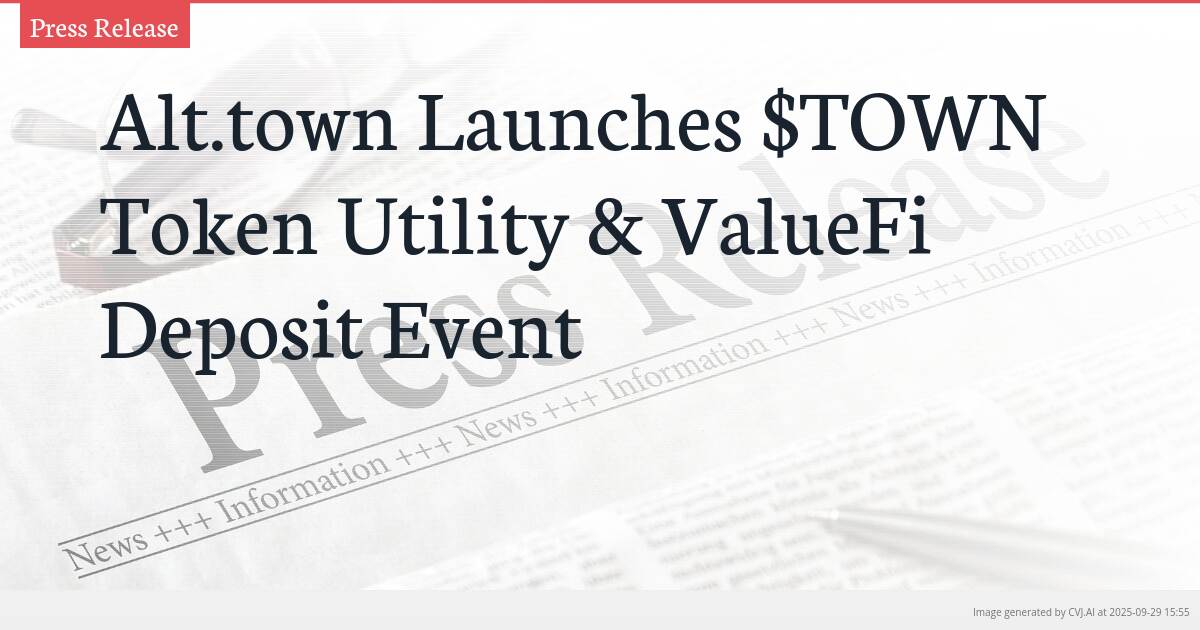 Alt.town Launches $TOWN Token Utility & ValueFi Deposit Event Alt.town Launches $TOWN Token Utility & ValueFi Deposit Event