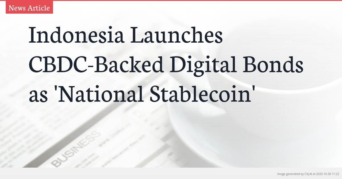 Indonesia Launches CBDC-Backed Digital Bonds as ‘National Stablecoin’