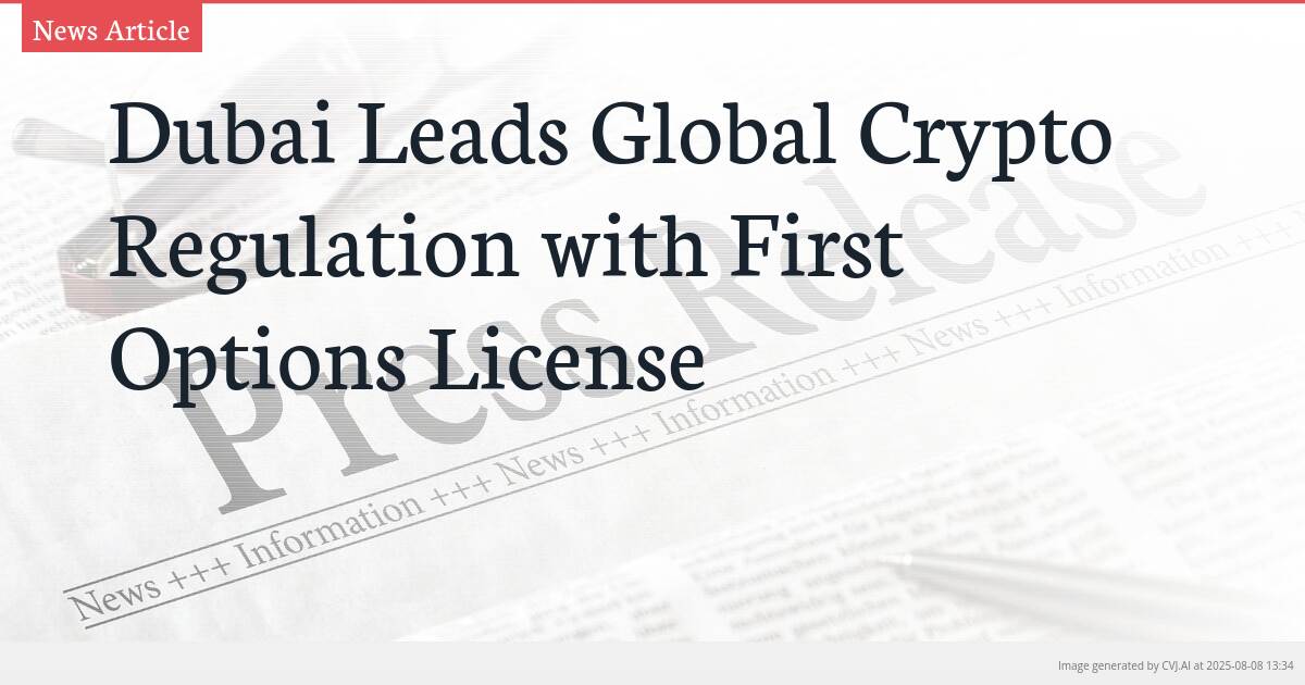 Dubai Leads Global Crypto Regulation with First Options License