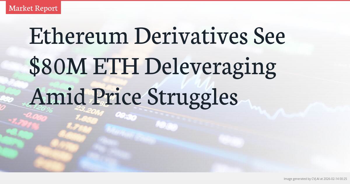 Ethereum Derivatives See $80M ETH Deleveraging Amid Price Struggles
