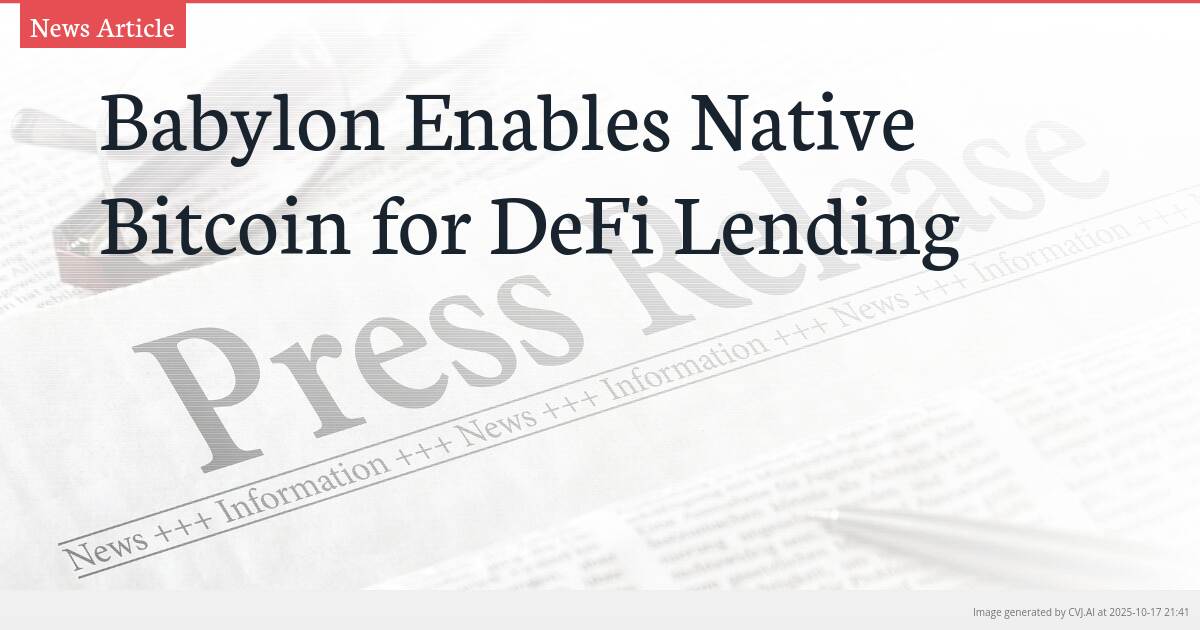 Babylon Enables Native Bitcoin for DeFi Lending