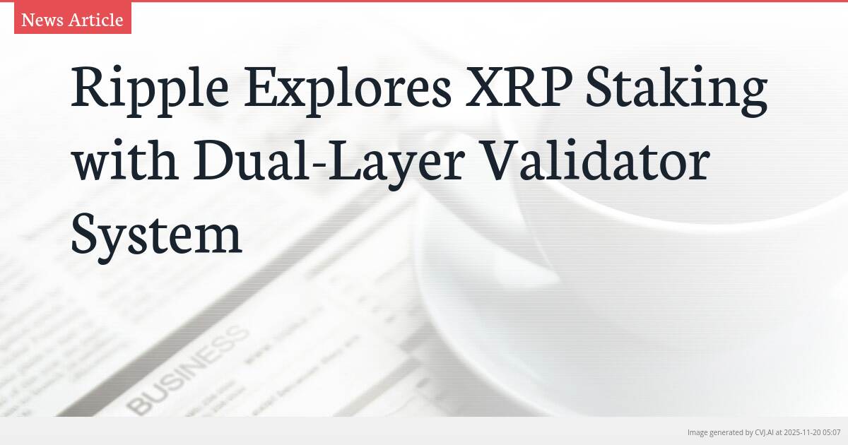 Ripple Explores XRP Staking with Dual-Layer Validator System