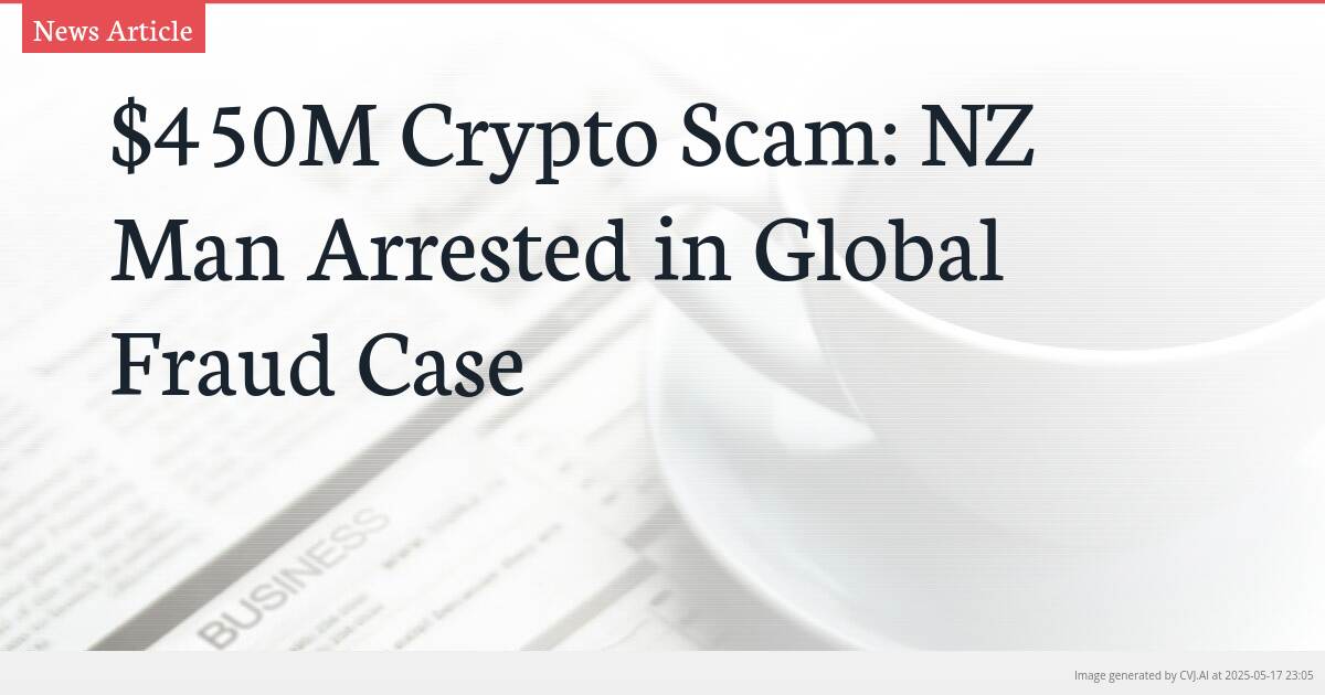 $450M Crypto Scam: NZ Man Arrested in Global Fraud Case