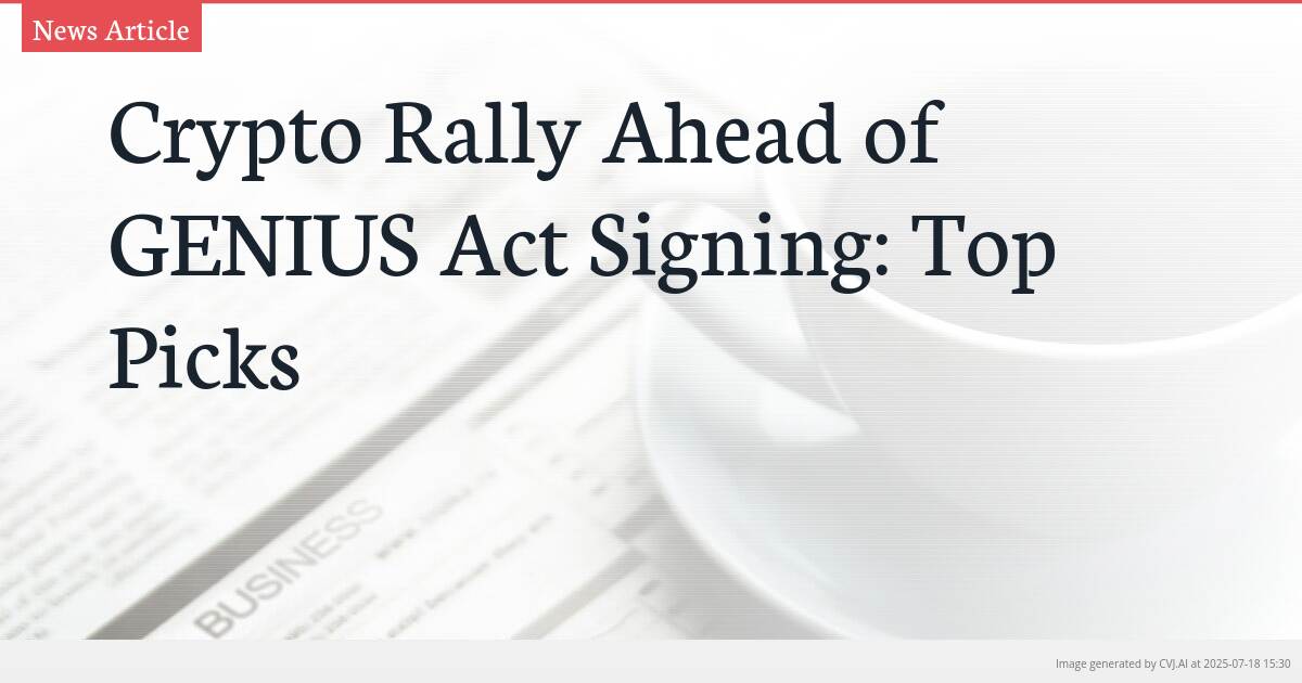 Crypto Rally Ahead of GENIUS Act Signing: Top Picks