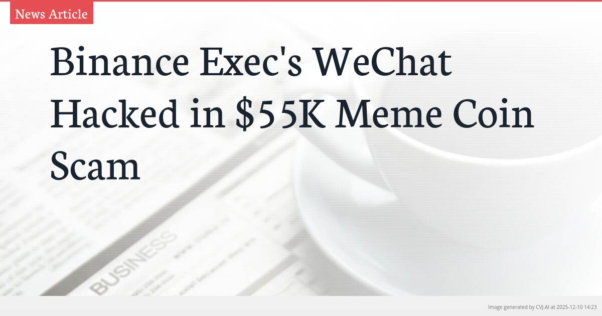 Binance Exec’s WeChat Hacked in $55K Meme Coin Scam