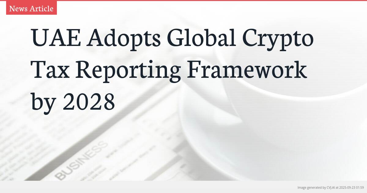 UAE Adopts Global Crypto Tax Reporting Framework by 2028