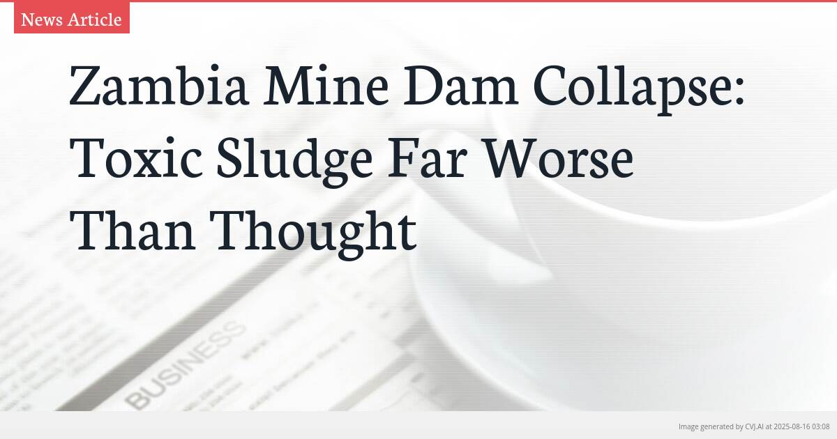 Zambia Mine Dam Collapse: Toxic Sludge Far Worse Than Thought