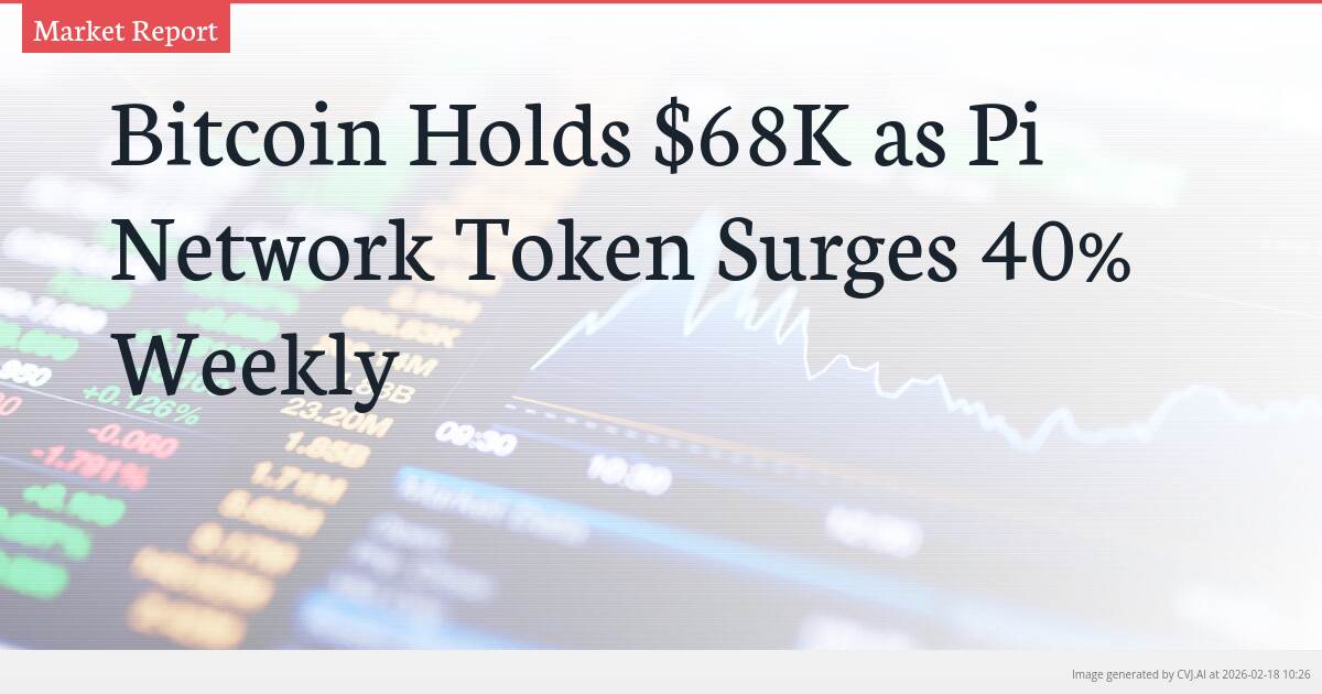 Bitcoin Holds $68K as Pi Network Token Surges 40% Weekly