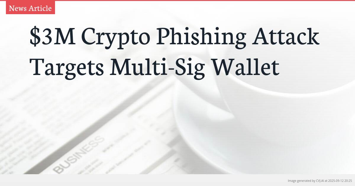 $3M Crypto Phishing Attack Targets Multi-Sig Wallet