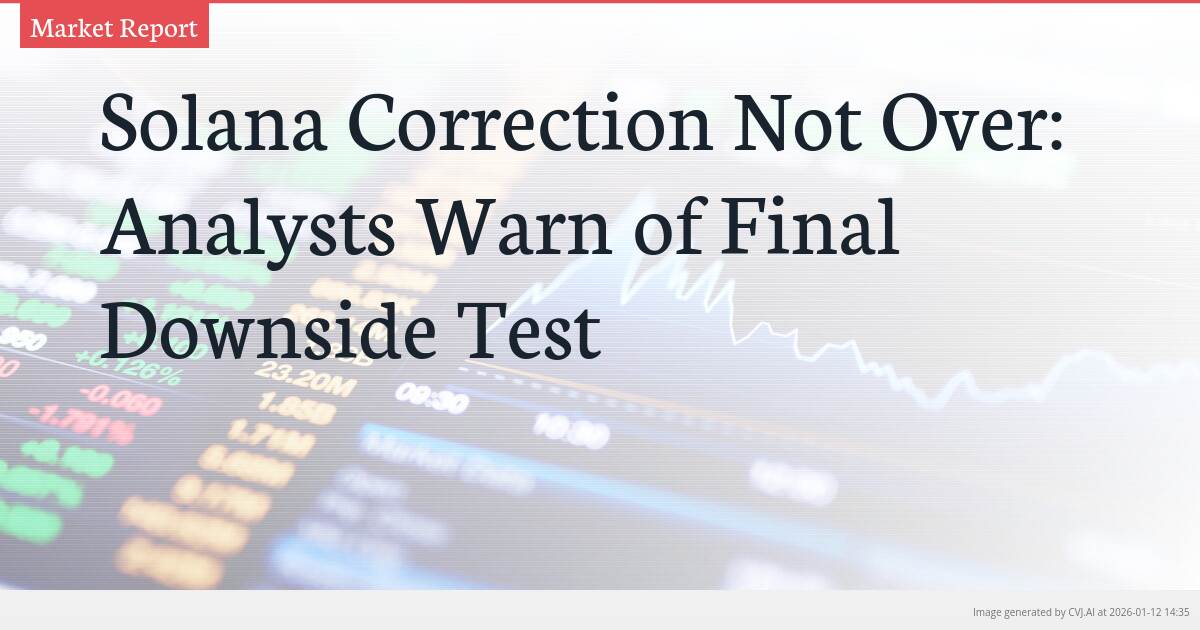 Solana Correction Not Over: Analysts Warn of Final Downside Test