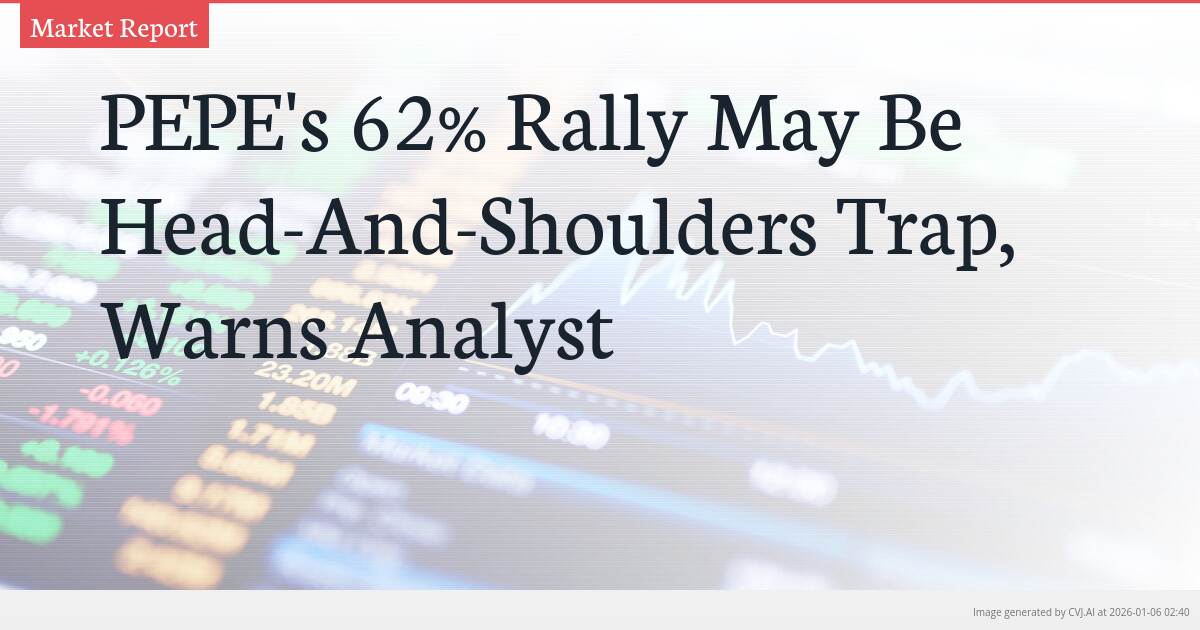 PEPE’s 62% Rally May Be Head-And-Shoulders Trap, Warns Analyst