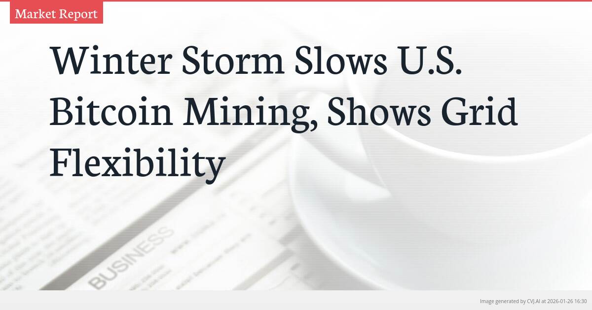 Winter Storm Slows U.S. Bitcoin Mining, Shows Grid Flexibility