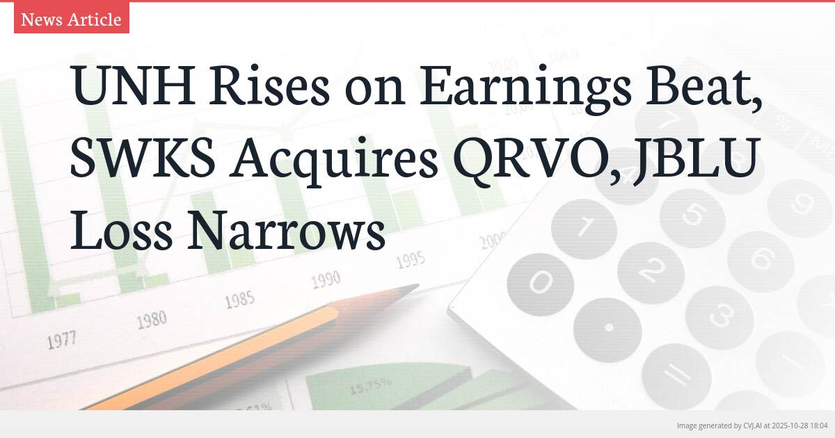UNH Rises on Earnings Beat, SWKS Acquires QRVO, JBLU Loss Narrows