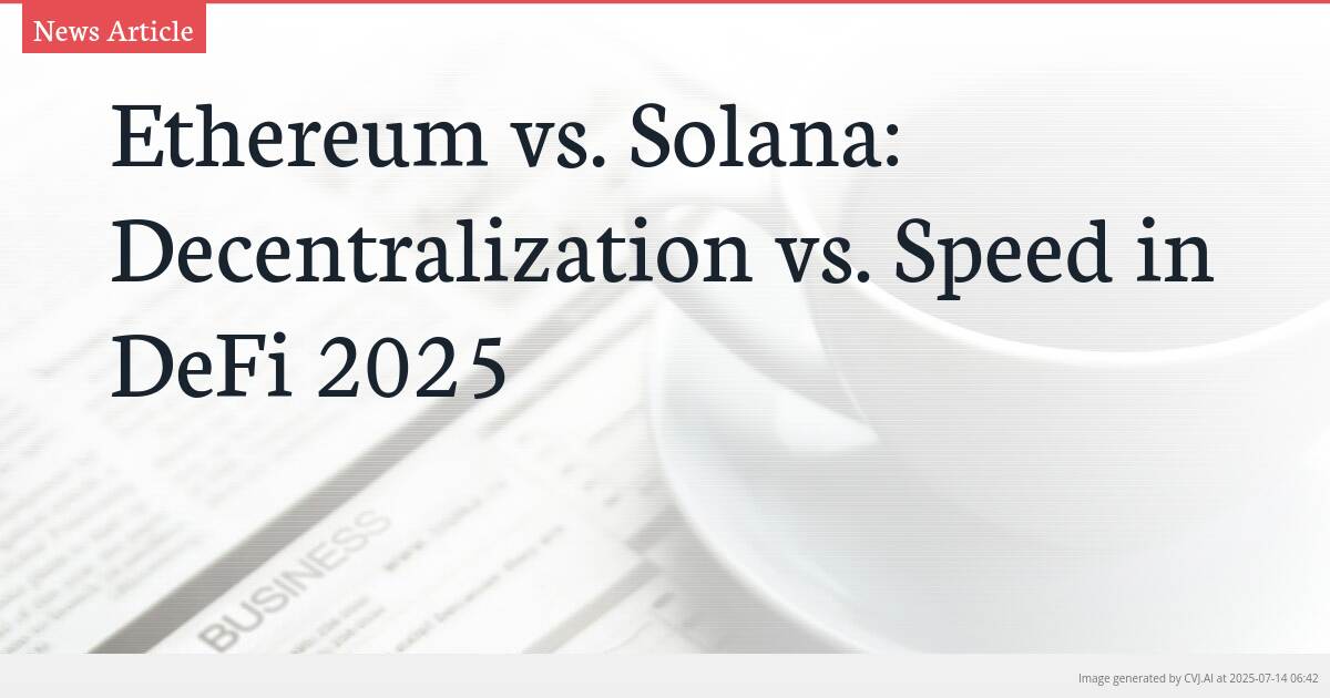 Ethereum vs. Solana: Decentralization vs. Speed in DeFi 2025