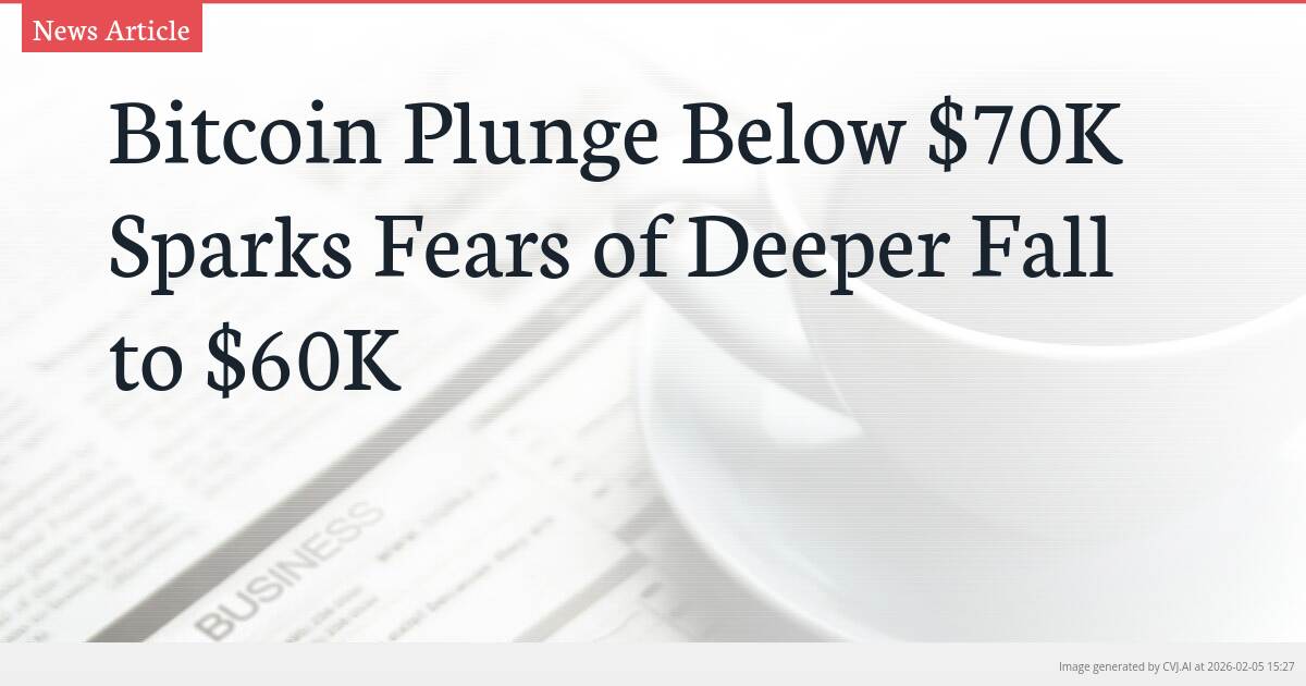 Bitcoin Plunge Below $70K Sparks Fears of Deeper Fall to $60K