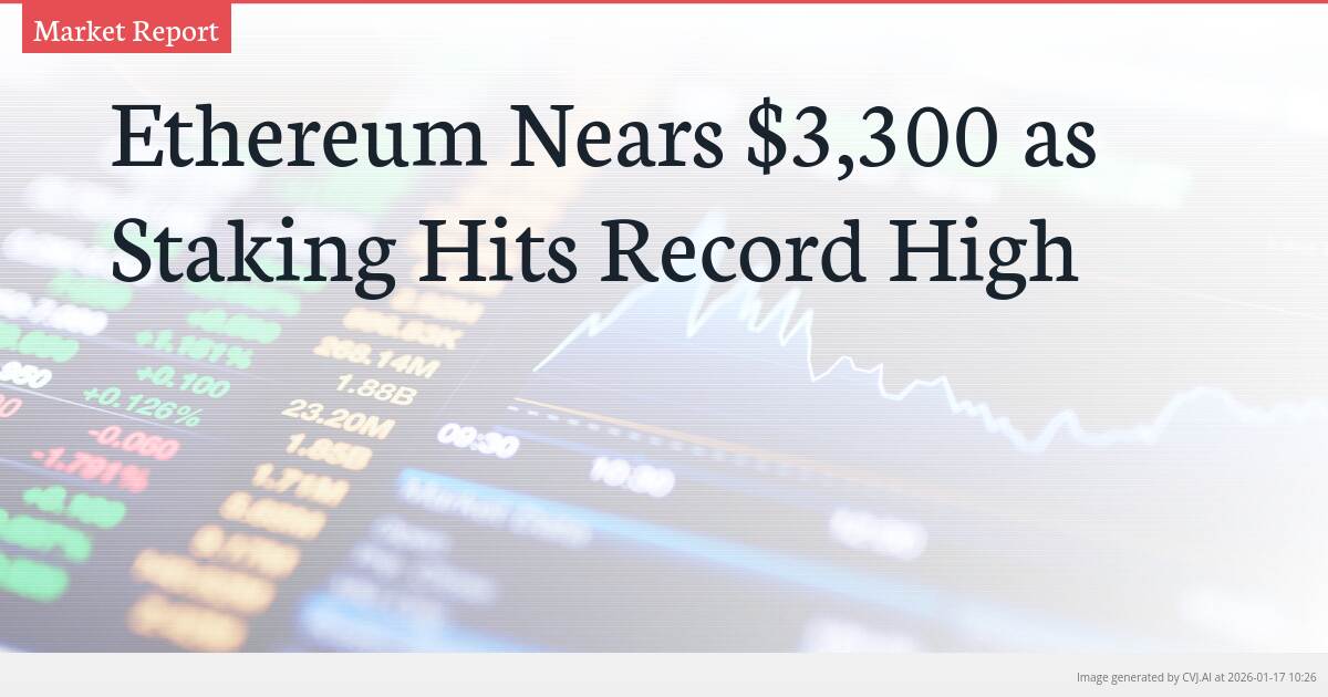 Ethereum Nears $3,300 as Staking Hits Record High