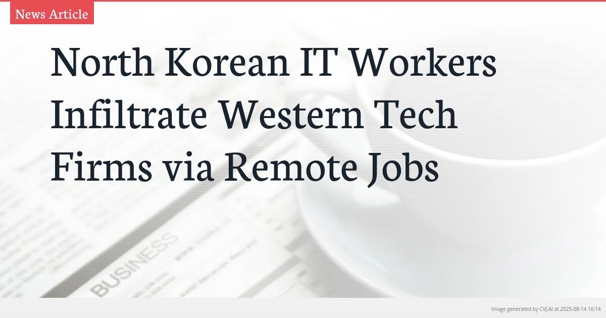 North Korean IT Workers Infiltrate Western Tech Firms via Remote Jobs