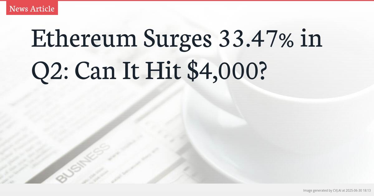 Ethereum Surges 33.47% in Q2: Can It Hit $4,000?