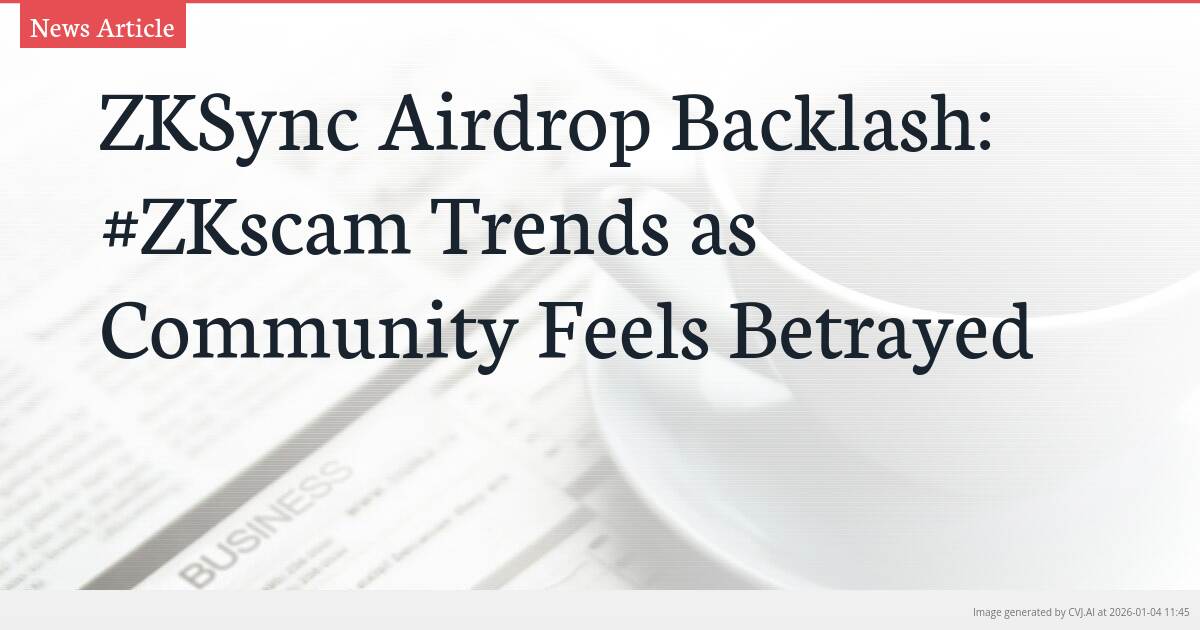 ZKSync Airdrop Backlash: #ZKscam Trends as Community Feels Betrayed