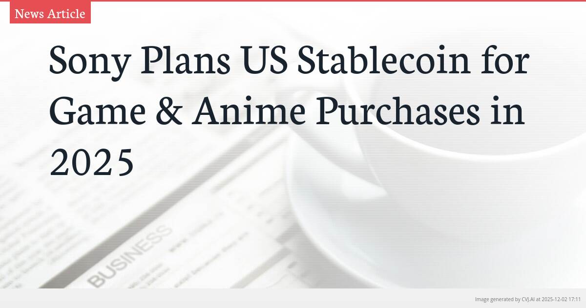 Sony Plans US Stablecoin for Game & Anime Purchases in 2025