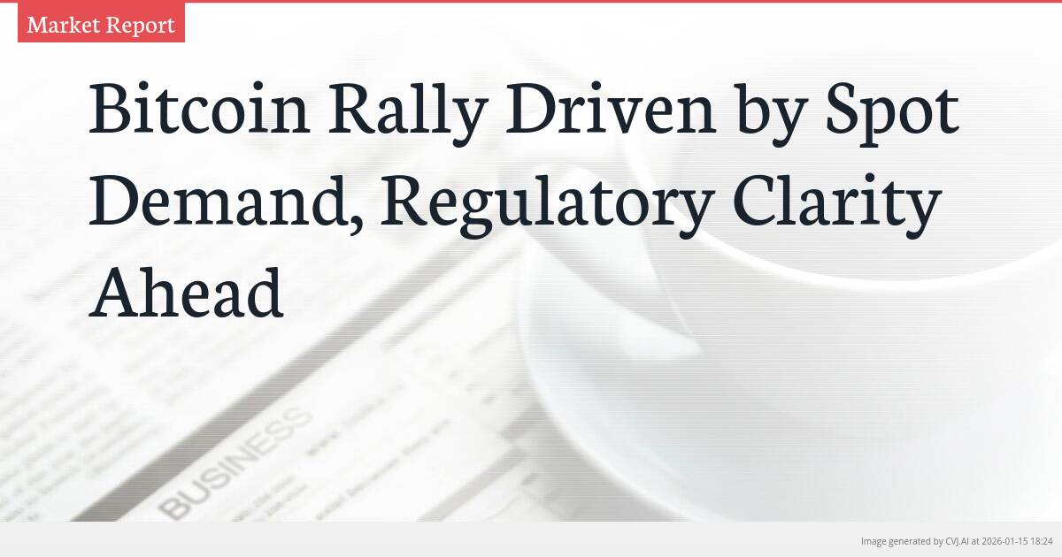 Bitcoin Rally Driven by Spot Demand, Regulatory Clarity Ahead