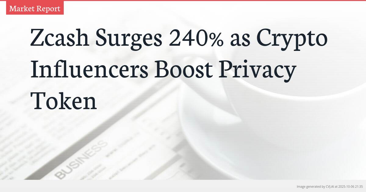 Zcash Surges 240% as Crypto Influencers Boost Privacy Token