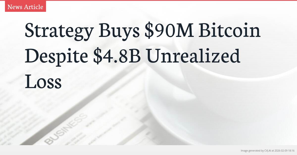 Strategy Buys $90M Bitcoin Despite $4.8B Unrealized Loss