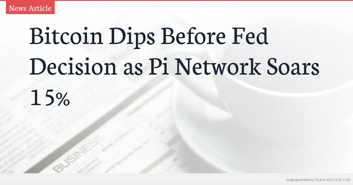 Bitcoin Dips Before Fed Decision as Pi Network Soars 15% Bitcoin Dips Before Fed Decision as Pi Network Soars 15%