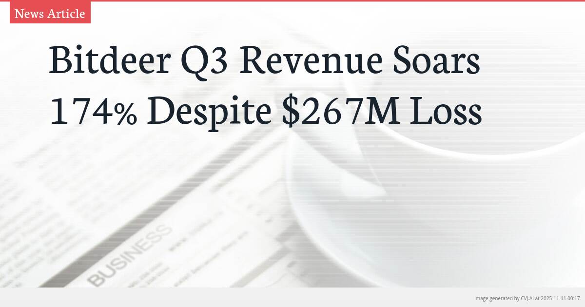 Bitdeer Q3 Revenue Soars 174% Despite $267M Loss