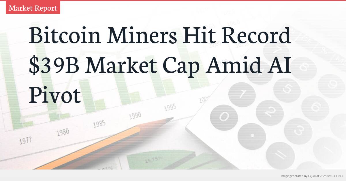 Bitcoin Miners Hit Record $39B Market Cap Amid AI Pivot