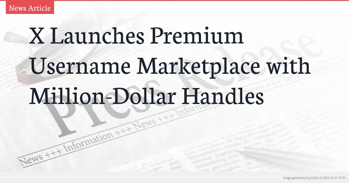 X Launches Premium Username Marketplace with Million-Dollar Handles