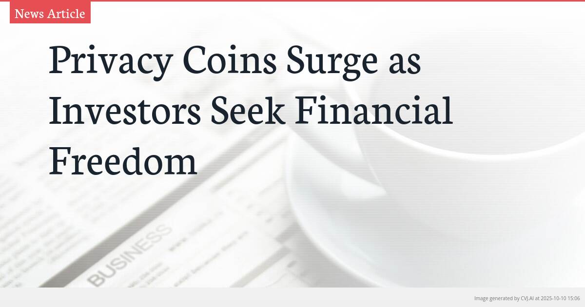 Privacy Coins Surge as Investors Seek Financial Freedom
