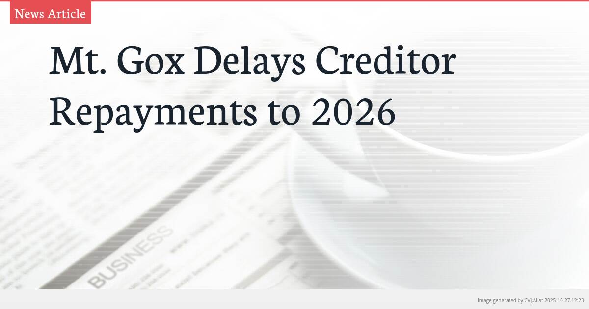 Mt. Gox Delays Creditor Repayments to 2026