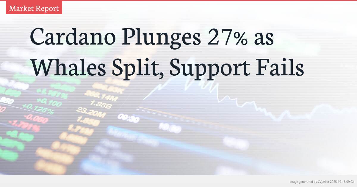 Cardano Plunges 27% as Whales Split, Support Fails