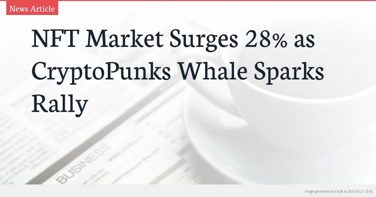 NFT Market Surges 28% as CryptoPunks Whale Sparks Rally