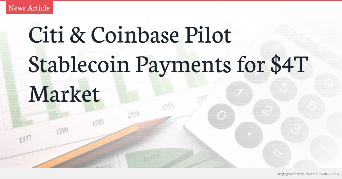 Citi & Coinbase Pilot Stablecoin Payments for $4T Market