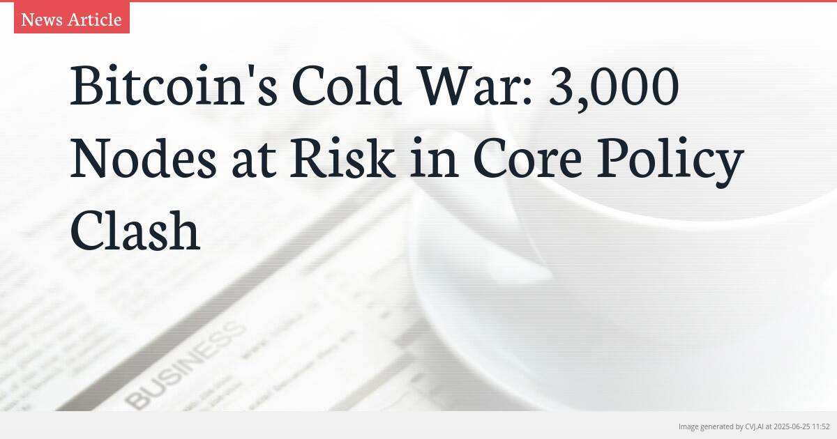Bitcoin’s Cold War: 3,000 Nodes at Risk in Core Policy Clash