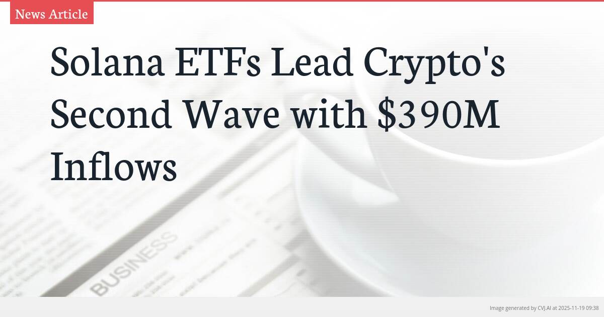 Solana ETFs Lead Crypto’s Second Wave with $390M Inflows