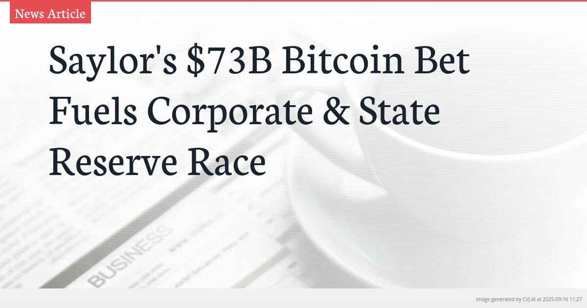 Saylor’s $73B Bitcoin Bet Fuels Corporate & State Reserve Race