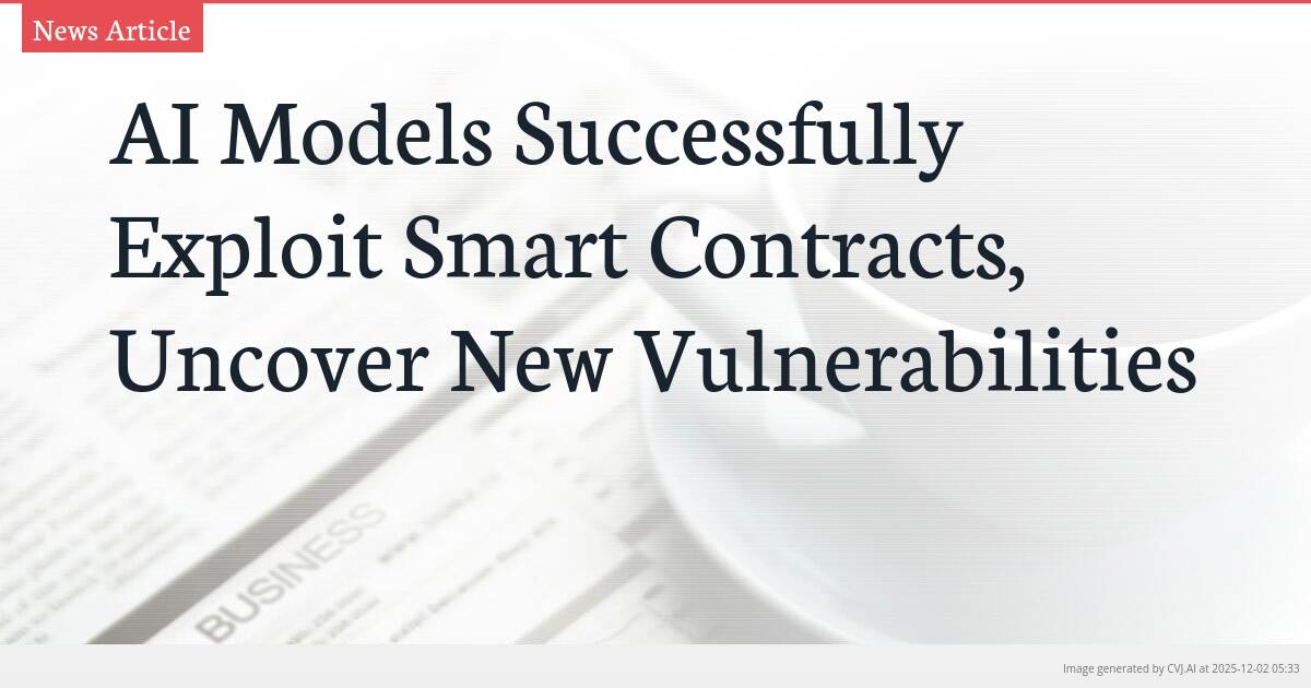 AI Models Successfully Exploit Smart Contracts, Uncover New Vulnerabilities