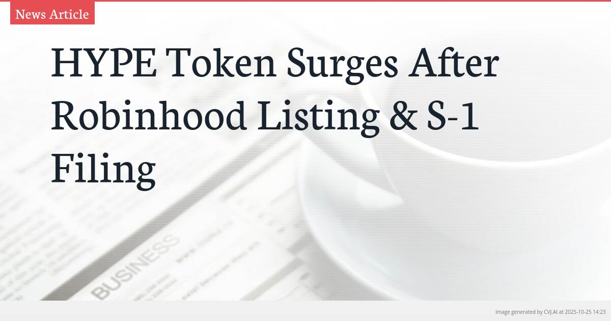 HYPE Token Surges After Robinhood Listing & S-1 Filing HYPE Token Surges After Robinhood Listing & S-1 Filing
